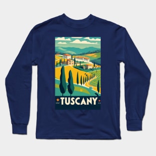 A Vintage Travel Art of Tuscany - Italy Long Sleeve T-Shirt